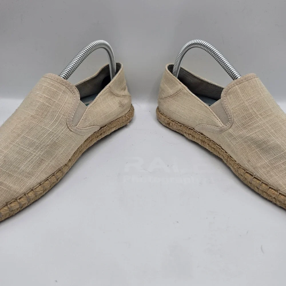 Olukai Kaula Pa'a Kapa Tan Linen Espadrille Slip On Shoes Womens 8.5